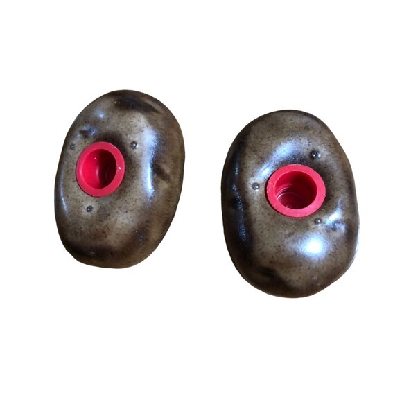 Salt Pepper Shaker Baked Potato Shaped Set VTG Ceramic 1970s Kitchen Table Serve - Picture 2 of 6